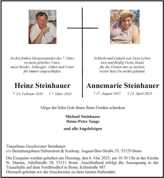 Anzeige von Heinz Steinhauer von General-Anzeiger Bonn