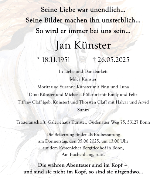 Anzeige von Jan Künster von General-Anzeiger Bonn